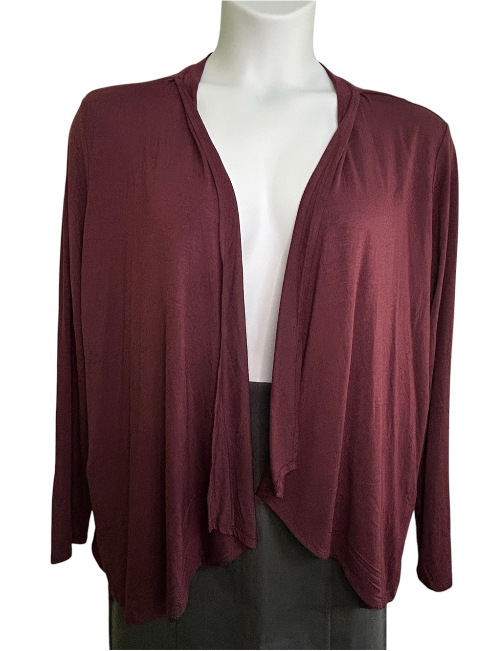 NWT Joan Vass New York Open Front Cardigan Long Sleeve Plum Sz XLarge